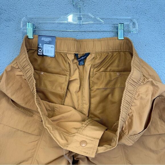 Eddie Bauer Rip Stop Tech Shorts Mens Beige Cargo Elastic Waist Hiking Outdoor - Picture 7 of 16